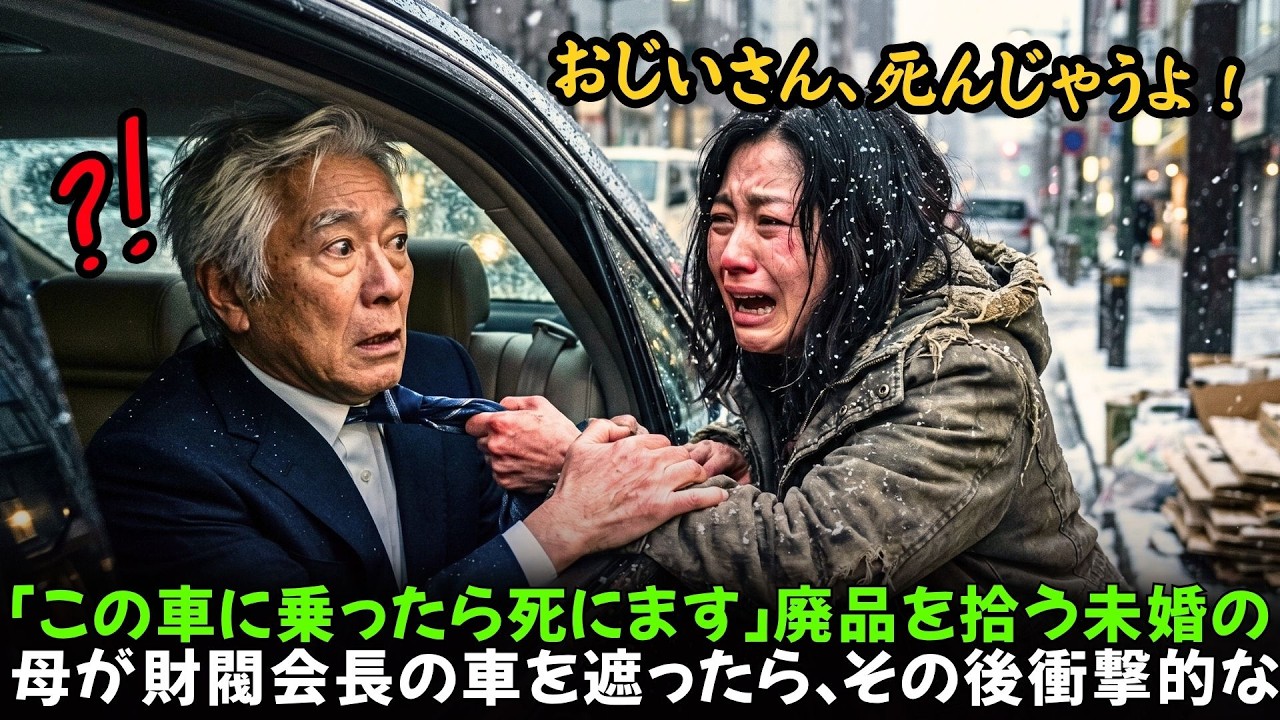 「この車に乗ったら15分後に死にます!」雪降る中、ボロボロの姿の未婚の母が命がけで財閥会長の車を遮った結果… 誰も知らない残酷な真実に会長は凍りつき、地面に崩れ落ちて大号泣…