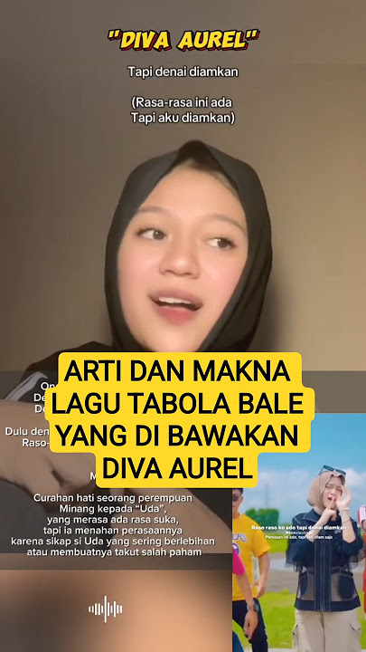 ARTI DAN MAKNA LAGU TABOLA BALE YANG DIBAWAKAN DIVA AUREL #youtubeshorts #divaaurel #tabolabale