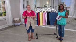 Quacker Factory DreamJeannes Pedal Pushers w/ Rhinestones Button on QVC
