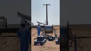 🌐 Conductor paying out with puller machine🌐💯