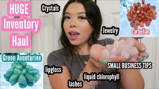 HUGE small business inventory haul |crystals, jewelry, stationary, organizers, small business tips