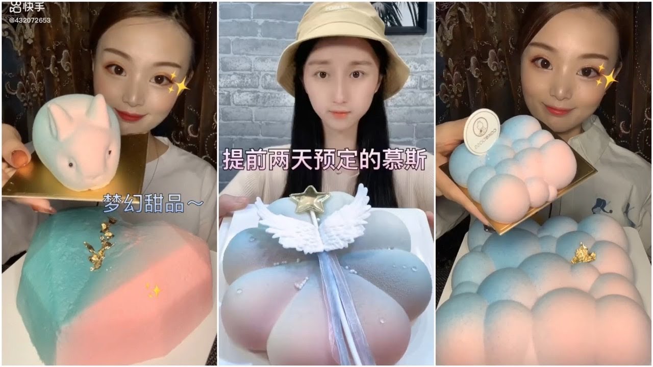 🍰ASMR PINK AND BLUES DESSERT MUKBANG🍰Mousse cake eating show eating sounds cake mukbang desserts