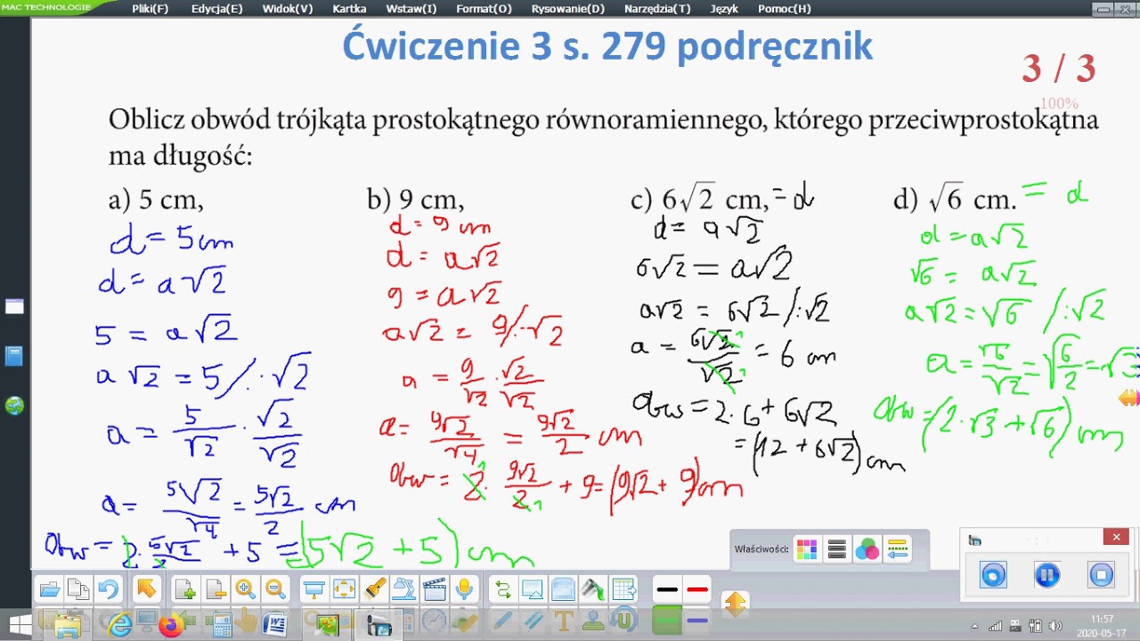 Kwadrat i jego połowa - klasa 7