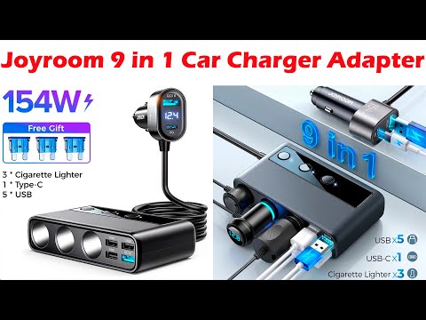 Joyroom 154W 9 in 1 Car Charger Adapter PD 3 Socket Cigarette