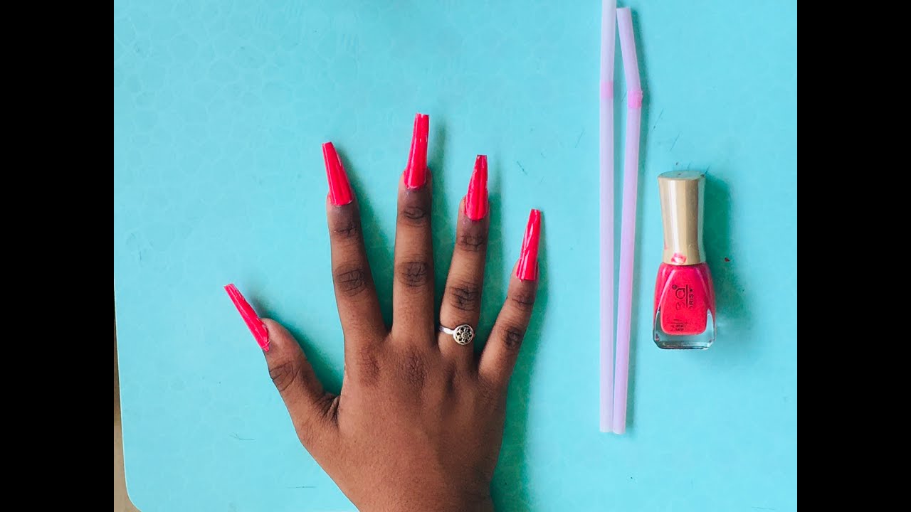 How to make artificial nails with plastic straws//craft tutorial//nails