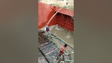 Amazing work - white Sand unloading barge, skilled three workers working #series205