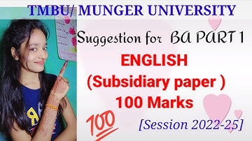 Suggestion for BA part 1 English subsidiary paper #tmbu #munger University #important questions