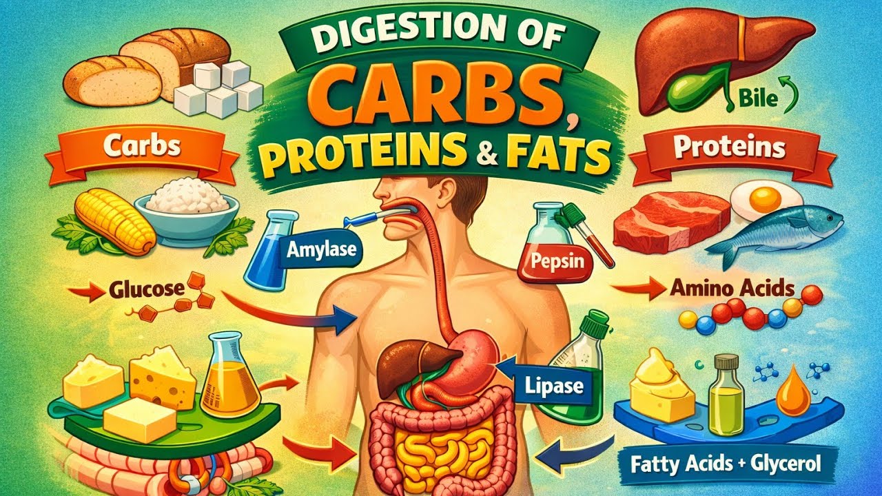 Как перевариваются углеводы, белки и жиры [Биология]