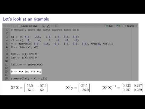 Least squares - 13 - Multiple linear regression - Matrix form and an example