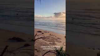 Coolum Beach Sand Art from the Boardwalk, Coolum Beachfront Holiday Rental