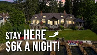 Inside the [MOST EXPENSIVE] Luxury Lakefront Vacation Home in Lake George NY | Private Movie Theater