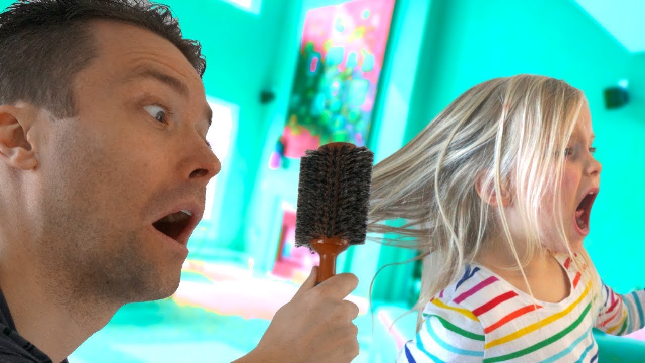 When parents try brushing a toddler's hair what worked? YouTube