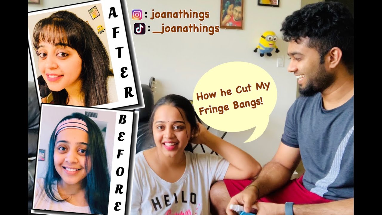 How he cut my FRINGE BANGS at Home ️������������‍♀️ | joanathings | Telugu vlogs in USA - YouTube