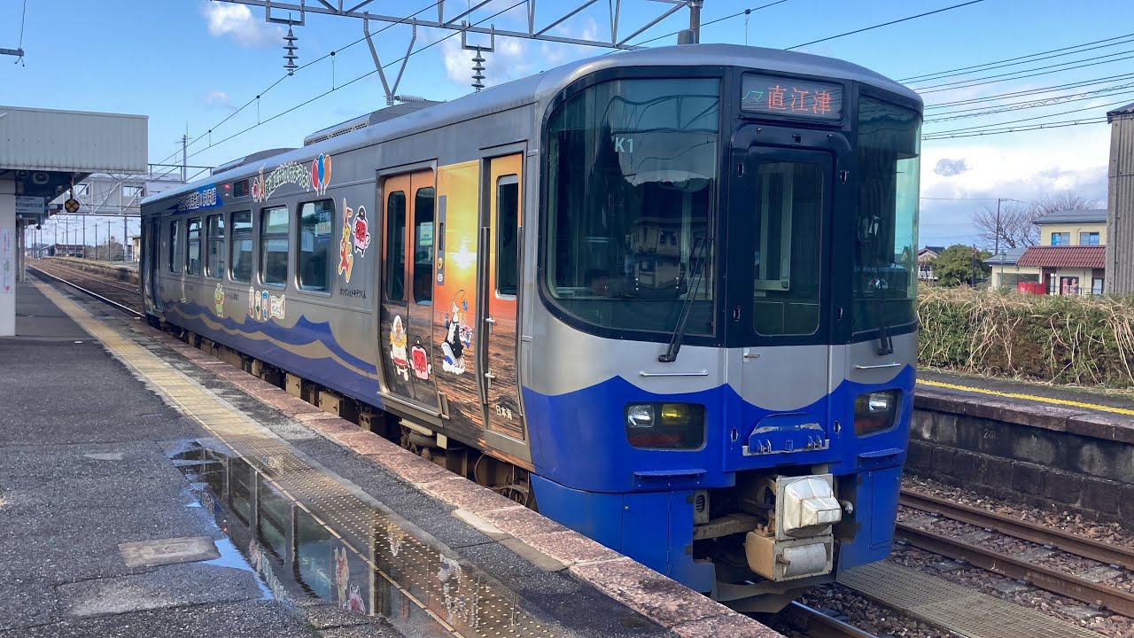えちごトキめき鉄道(普通)車窓 泊→直江津/ ET122形(日本海ひすい