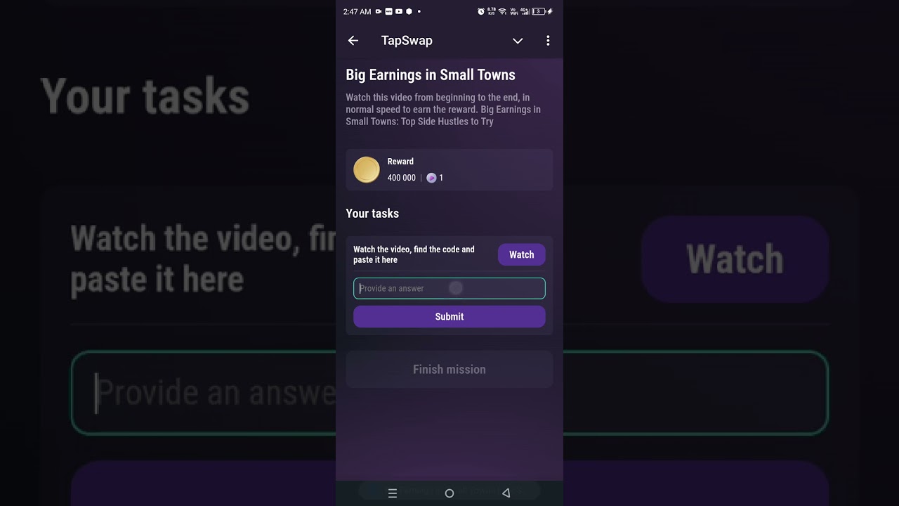 Big Earnings In Small Towns | TapSwap Video Code | 2 November TapSwap Youtube Video Code