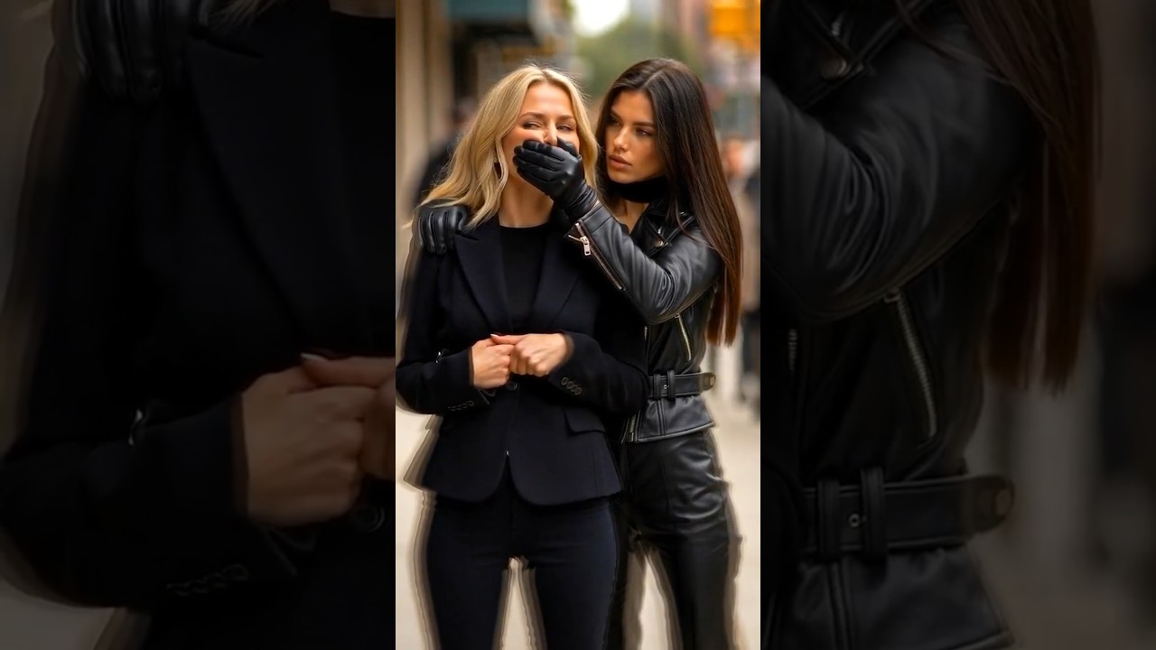 Иду по улице в кожаном костюме 