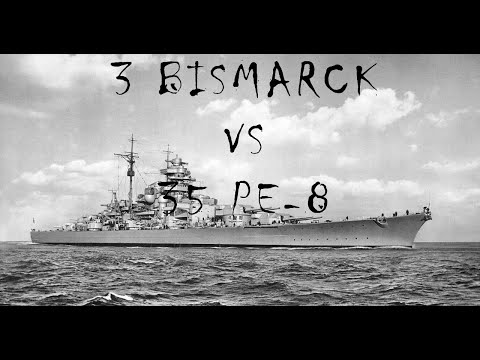 3 Бисмарка против 35 ПЕ-8 War thunder 4K by Samurai Prod