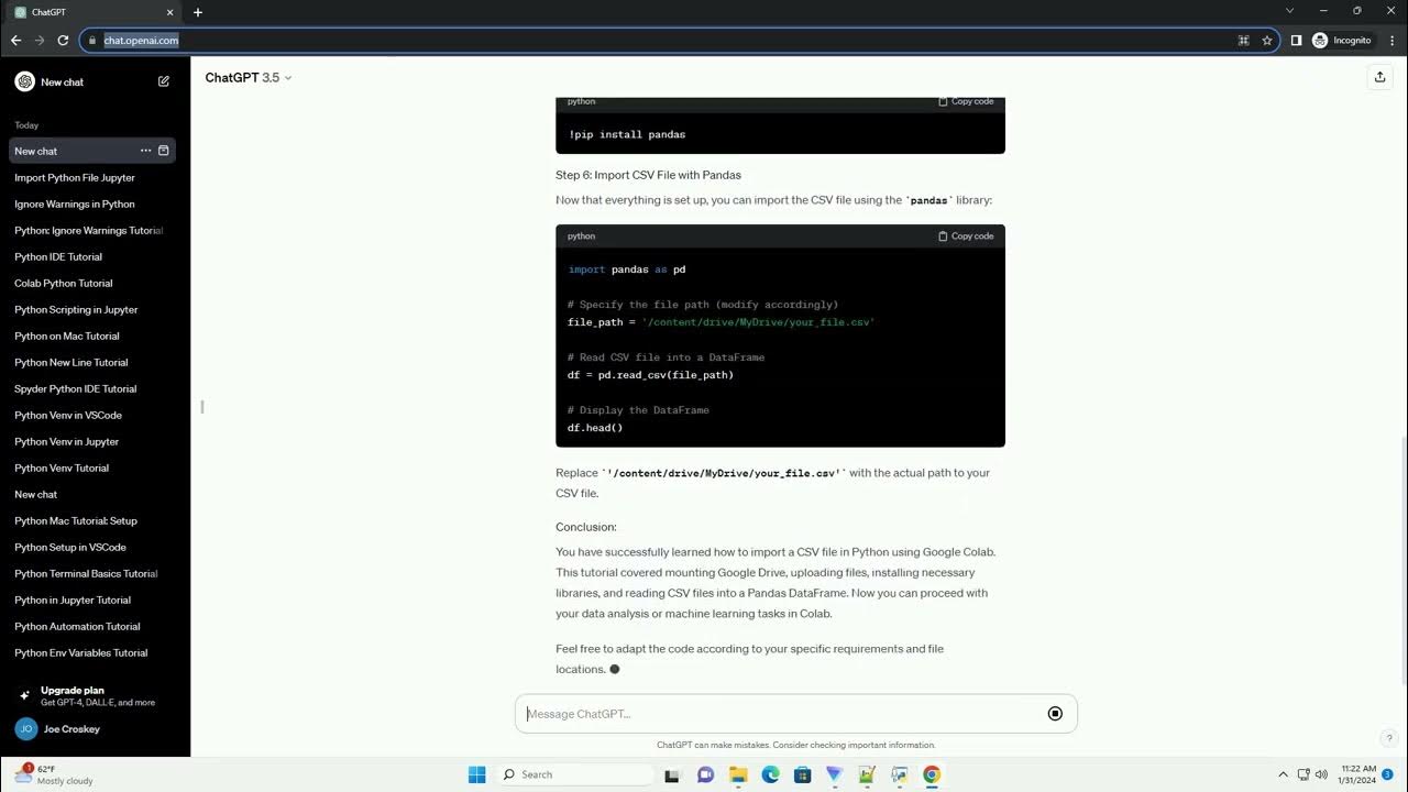 import csv file in python colab - YouTube