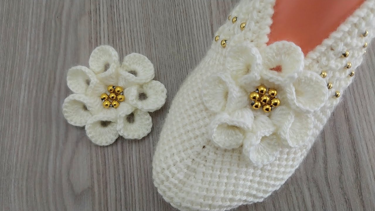 Patik Çiçeği Yapılışı/Patik Babet Süsü/Örgü Çiçek