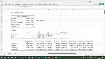 สอน Excel: การทำ linear regression เพื่อพยากรณ์งบโฆษณาบน youtube, facebook, newspaper ต่อยอดขาย