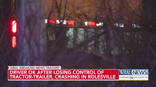 Auto parts truck runs off road in Rolesville