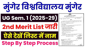 Munger University UG Semester - 1 Session 2025-29 2nd Merit List & Admission Date जारी 