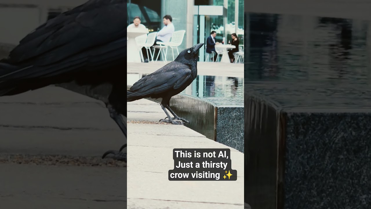 Real or AI? Bird drinks water from fountain ⛲️ 