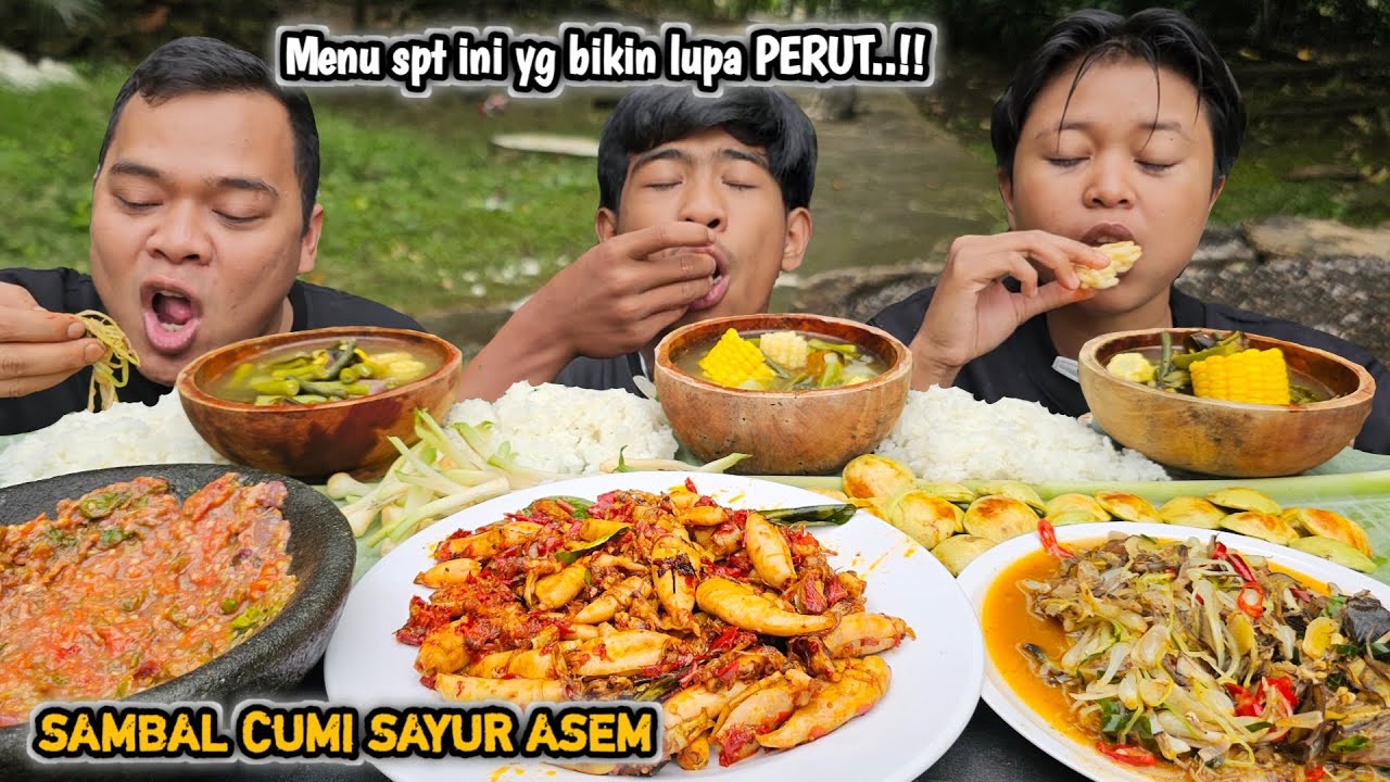 Pokonya Ah udah lah ! MUKBANG SAMBAL CUMI + SAYUR ASEM + TUMIS KUCAI JANTUNG PISANG, Ngalimed