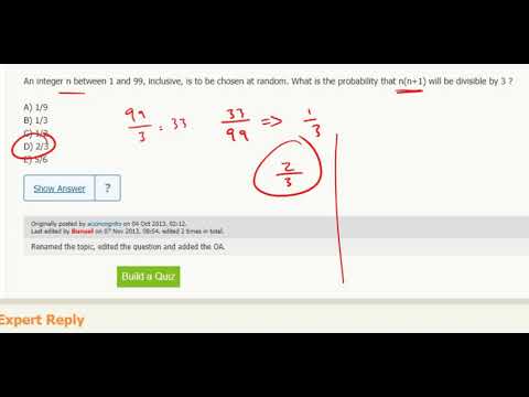 Probability 1- An integer n between 1 and 99, inclusive, is to be chosen at random...