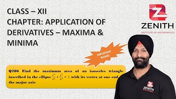 Find the maximum area of an isosceles triangle inscribed in the ellipse 𝑥^2/𝑎^2 +𝑦^2/𝑏^2 =1 with....