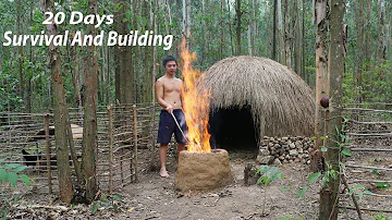 20 Days Survival And Build In The Rain Forest - Full Video