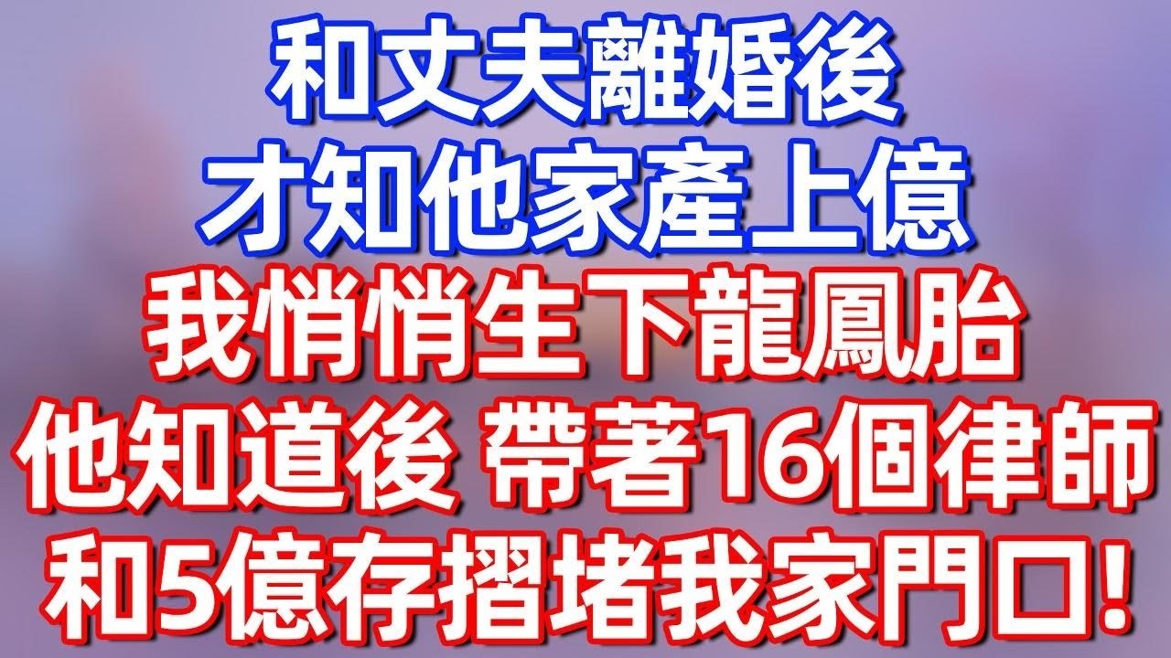 【完結】和丈夫離婚後，才知他家產上億，我悄悄生下龍鳳胎，他知道后，帶著16個律師和5億存摺堵我家門口！#夜讀人生 #碧荷講故事 #深夜淺讀 #情感 #完结文 #情感故事 #一口气看完 #老年生活