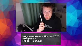 Högskoleprovet 2020 hösten Lösningar Pass 1 XYZ del 1