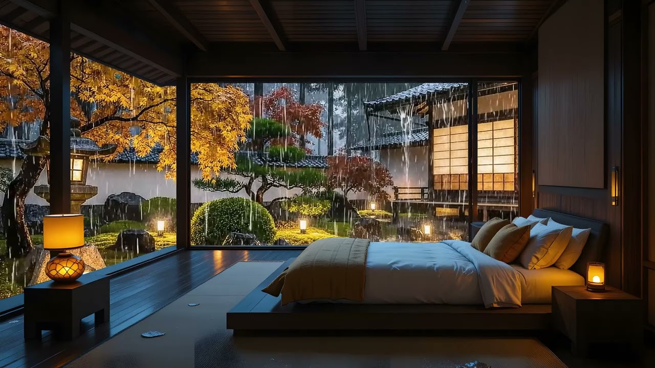 Sleep Better Tonight | Cozy Bedroom Rain & Relaxing Piano Music