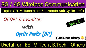 OFDM transmitter schematic with cycic prefix (CP) explained block wise/wht is OFDM transmitter/CP