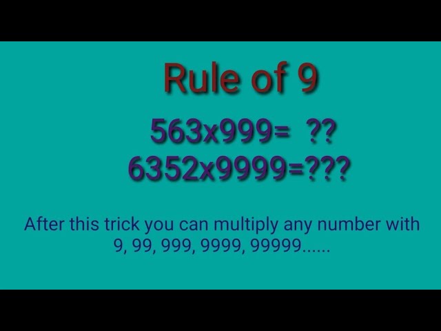 Multiplication tricks || Rule of 9 || part -1 || KFZ Videos