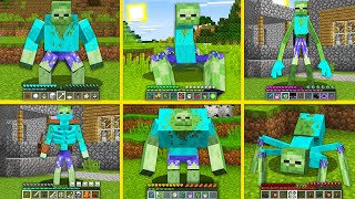 ALL MUTANT MOBS BECAME ZOMBIE IN MINECRAFT CREEPER ENDERMAN SKELETON SPIDER BATTLE HOW TO PLAY