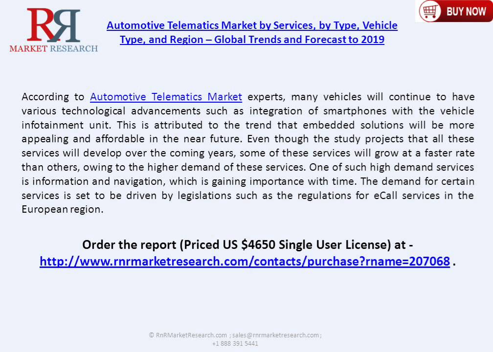 Automotive Telematics Market Statistics and Forecast to 2019