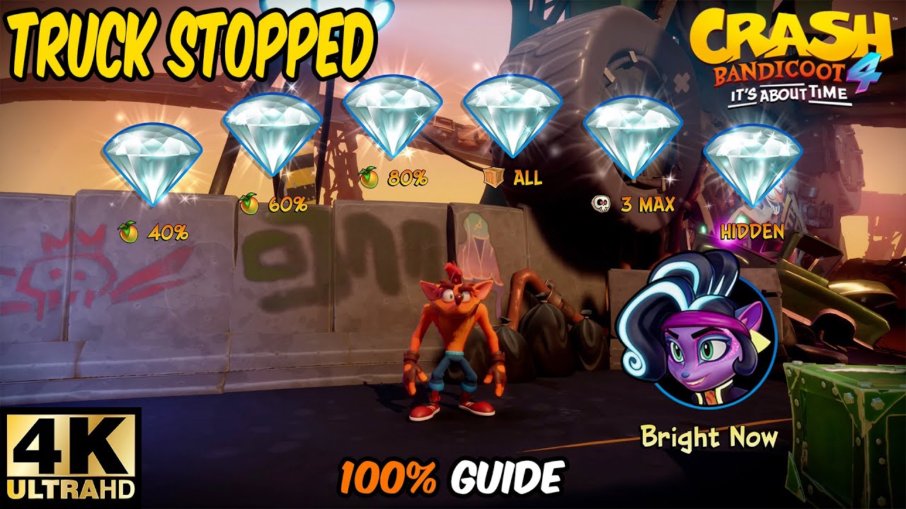 Crash Bandicoot 4 Truck Stopped 100 Walkthrough Guide (All Gems, Boxes) 4K 60 FPS YouTube