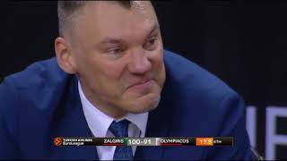 Sarunas Jasikevicius getting emotional after winning Game 4