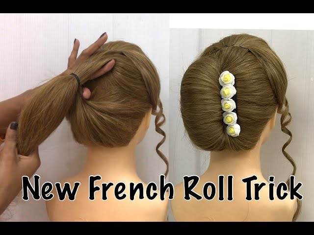 French Bun Hairstyle Trick | French Roll | French Twist Hairstyle | French Hairstyles class=