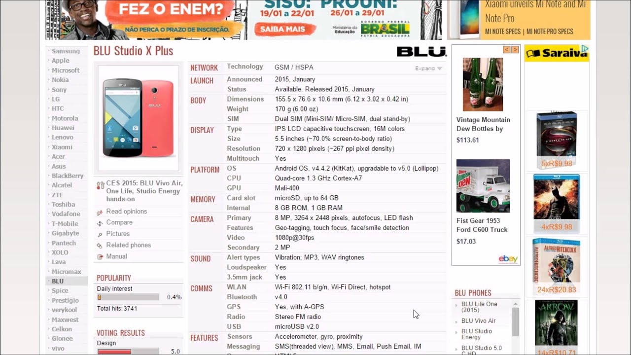 Blu Studio X Plus / Características e Informações - Brasil - YouTube