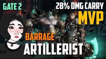 [Lost Ark] 1415 Artillerist MVP 28% DMG Barrage Spec/Crit Super Carry DPS Build - Valtan