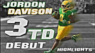 Jordon Davison True Freshman Oregon Debut Highlights - 3 Rushing TD 