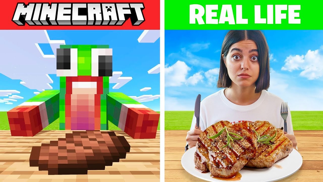 زندگی ماینکرفتی برای یک روز 😅 Minecraft Life In Real life