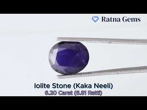 Product Video for: Iolite Stone (Kaka Neeli Stone) 6.20 Carat (6.81 Ratti) Oval Mix Cut - Certified Natural