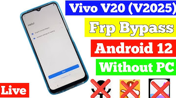 All Vivo Phone FRP Bypass Android 12 || Vivo V20 V20 Pro (V2025) FRP Bypass Androd 11 without PC