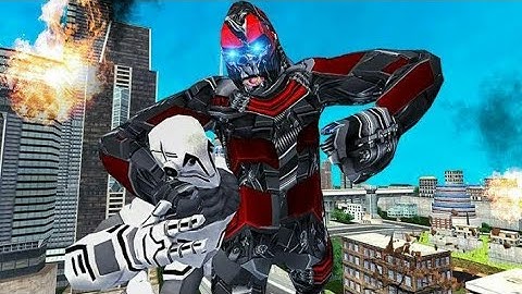 Futuristic Robot Transforming##Gorilla Attack City