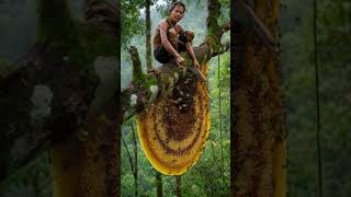 Man Risks His Life Harvesting Giant Wild Honeycomb 😳🐝