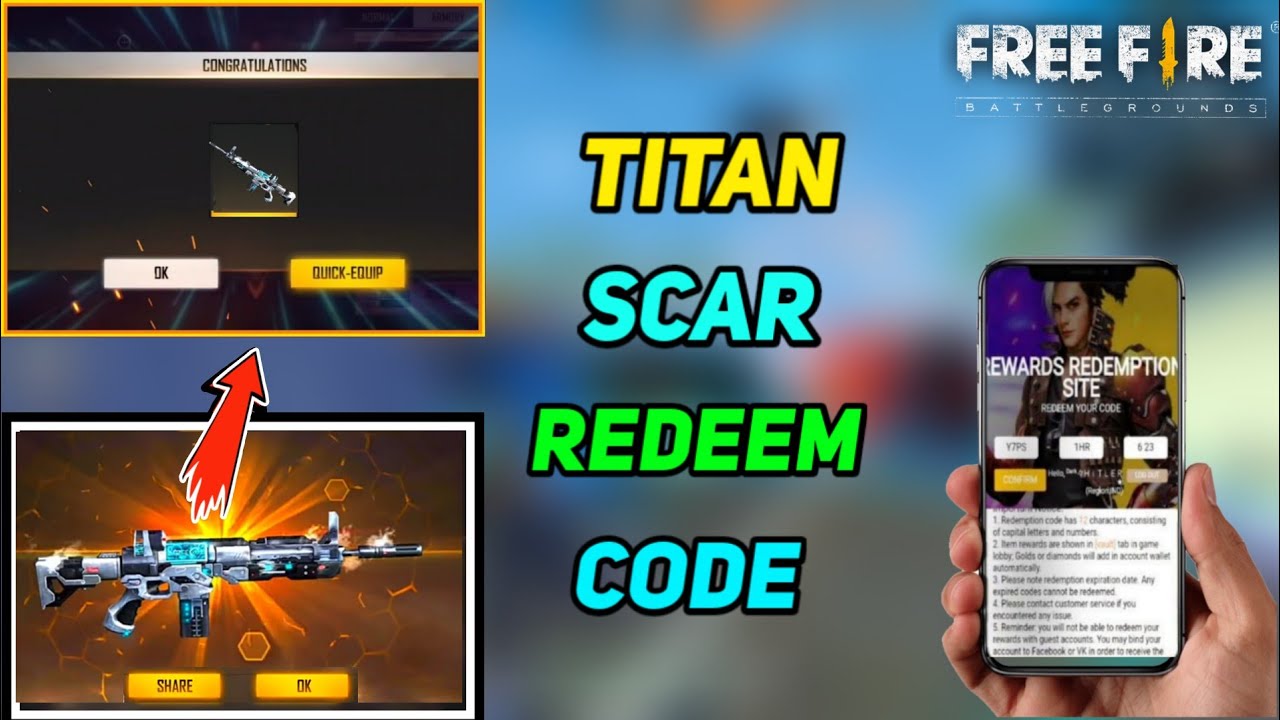 Free Fire New Redeem Code Today Redeem Code Free Fire New Titan Scar Redeem Code 6 October 2020 Youtube